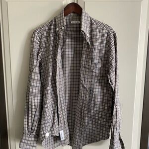 Loro Piana Brown Plaid Casual Button-Down Shirt